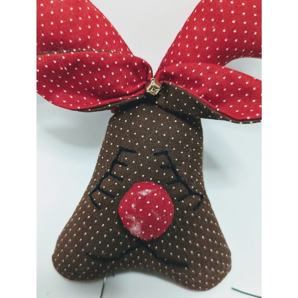 Vintage Handmade Plush Reindeer Ornament Cloth Sewn - Picture 2 of 3